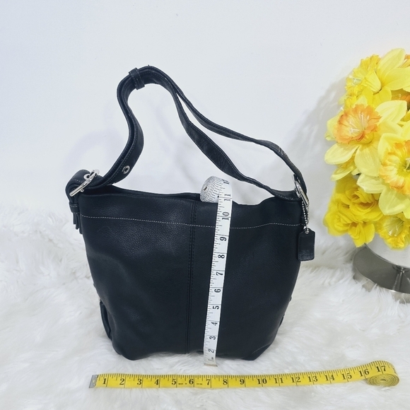 Coach Pebbled Black Leather Hobo Shoulder Tote Purse Bag Large Classic - Picture 4 of 14